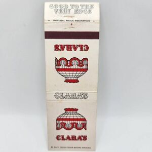 Vintage Matchbook Clara's Pizza King Fort Wayne Indiana Restaurant Memorabilia